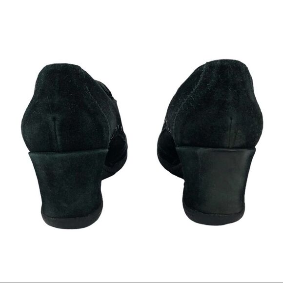 Aquatalia Greenish black Suede Leather Studded Wedge Loafers 8.5 Western - Picture 6 of 12